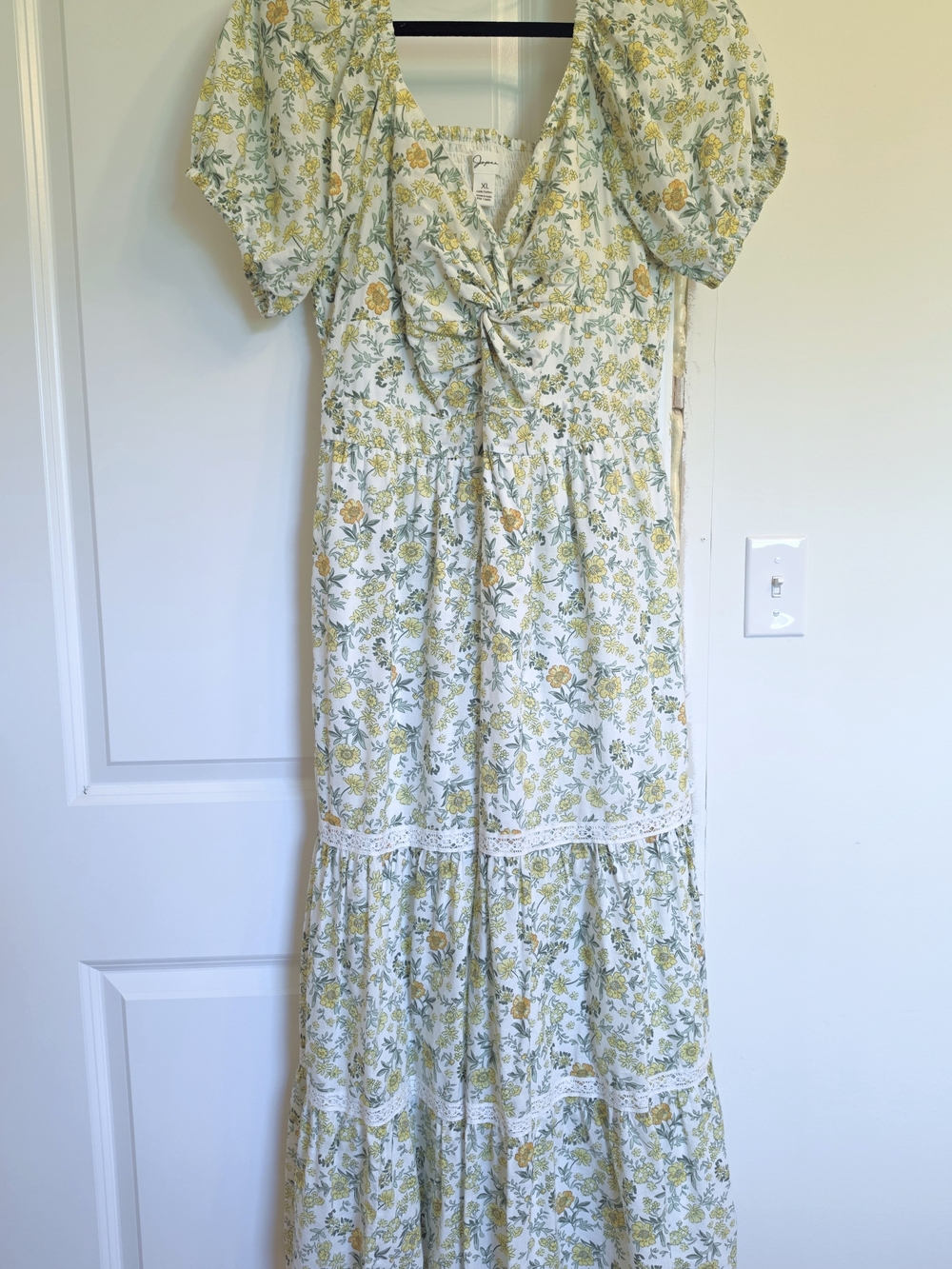 Japna Yellow and Green Floral Maxi Dress